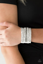 Load image into Gallery viewer, Paparazzi Accessories ❋Rhinestone Rumble - White Bracelet❋ Flat Rate Ship $4.50❋