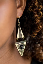 Load image into Gallery viewer, Paparazzi Accessories ⚘ El Paso Edge - Brass Earrings⚘ Flat Rate Ship $4.50 ⚘