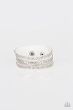 Load image into Gallery viewer, pittmanbling-and-jewelry-inc-presentsrollin-in-rhinestones-white-bracelet-paparazzi-accessories