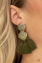 Load image into Gallery viewer, Paparazzi Accessories ⚘ Tenacious Tassel - Green Post Earrings⚘ Flat Rate Ship $4.50 ⚘