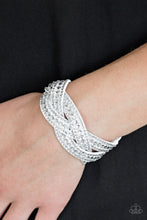Load image into Gallery viewer, Paparazzi Accessories ⚘ Bring On The Bling - White Bracelet⚘ Flat Rate Ship $4.50 ⚘
