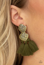 Load image into Gallery viewer, Paparazzi Accessories ⚘ Tenacious Tassel - Green Post Earrings⚘ Flat Rate Ship $4.50 ⚘
