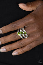 Load image into Gallery viewer, Paparazzi Accessories ⚘ Triple The Twinkle - Green Ring⚘ Flat Rate Ship $4.50 ⚘

